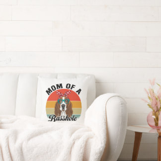 Coussin Maman d'un Basshole Funny Basset Hound Chig Maman