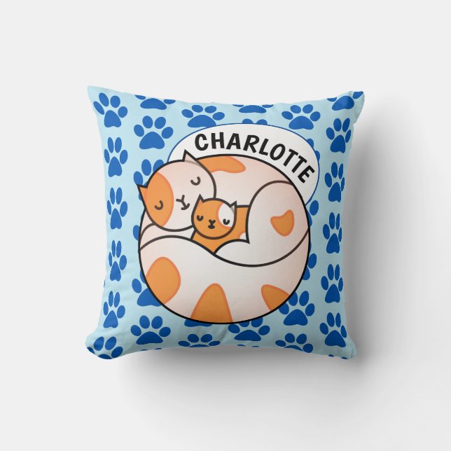 Coussin Maman Et Bébé Chats Jettent De L'Oreiller (Recto)