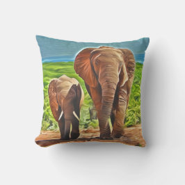 Coussin Maman et bébé éléphant
