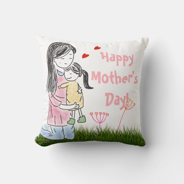 Coussin Maman & Fille Hug Custom (Recto)