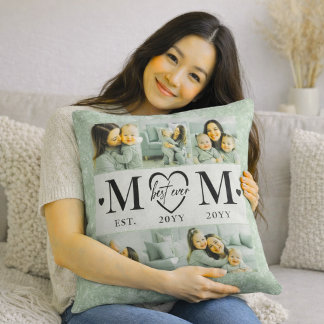 Coussin Maman personnalisée Photo Vert Sauge