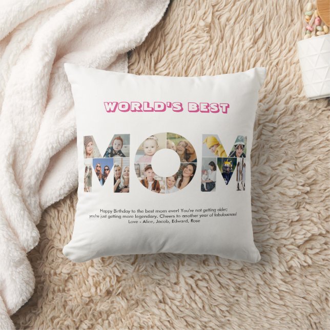 Coussin Maman Photo Collage Couper Fête des mères Annivers (Couverture)