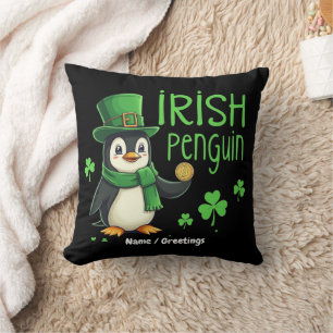 Coussin Manchot Irlandais Un Mélange Chanceux d'Amusement,