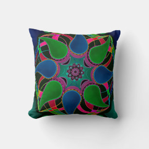 Coussin mandala Abstrait est asiatique ronde ornemental no