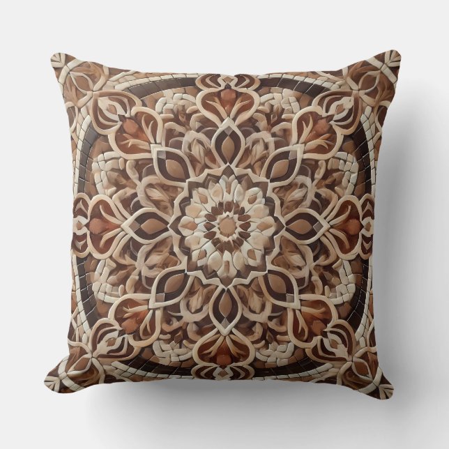 Coussin Mandala aux tons terre : Harmonie de la nature (Recto)