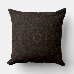 Coussin Mandala Brun Chocolat avec Symétrie Intrinsèque