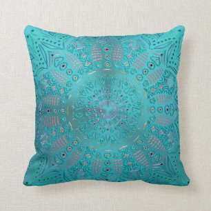 Coussin Mandala de bleu de turquoise