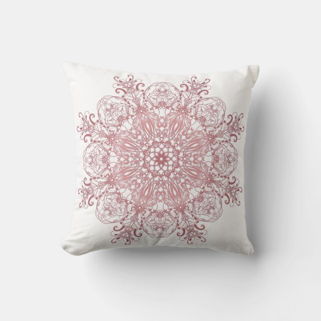 Coussin Mandala. de corail floral ethnique (Recto)