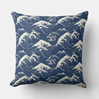 Coussin Mandala de la Grande Vague – Motif japonais inspir