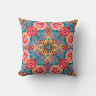 Coussin Mandala Décoratif Floral Vibrant