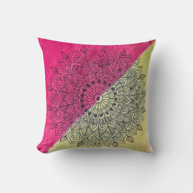 Coussin Mandala Dégradé de Coucher de Soleil (Recto)
