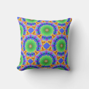 Coussin Mandala Design, Neon Kaleidoscope