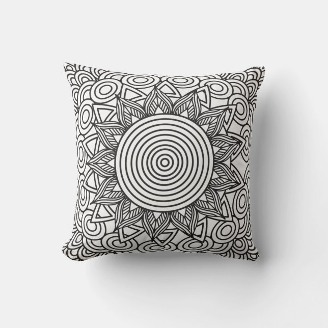 Coussin Mandala Dessin Ethnique Décoratif (Recto)