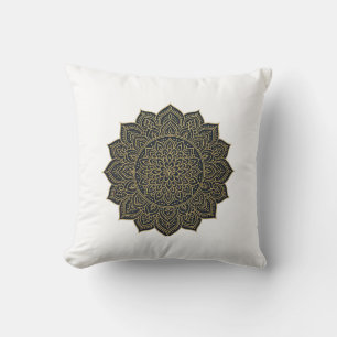 Coussin Mandala d'or et de marine