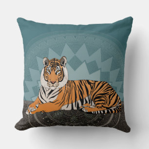 Coussin mandala du tigre du bengale