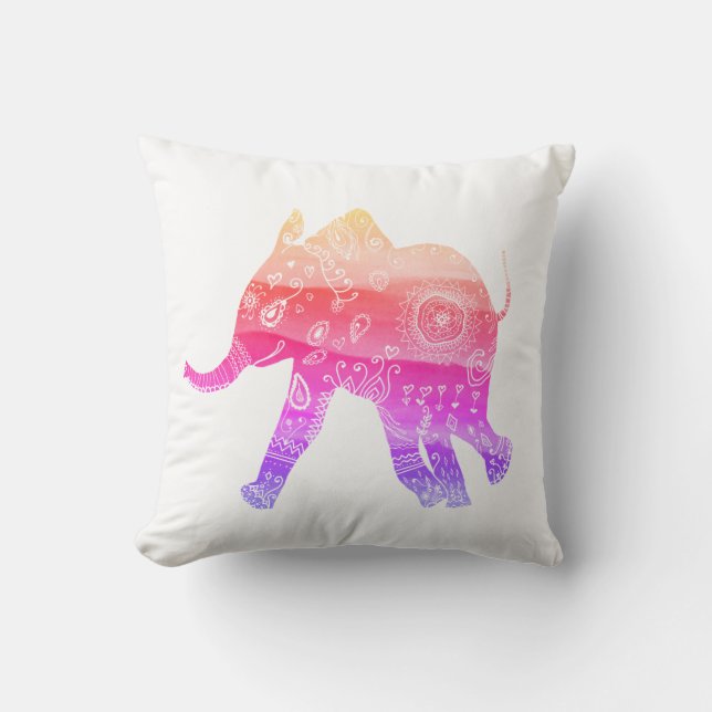 Coussin Mandala Elephant Art Throw Cushion 41 x 41 cm (Recto)