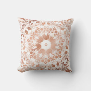 Coussin Mandala floral en or rose