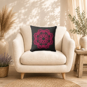 Coussin Mandala Fuchsia de Minuit