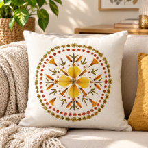 Mandala Jaune Fleur Pressée D'après l'Art Original