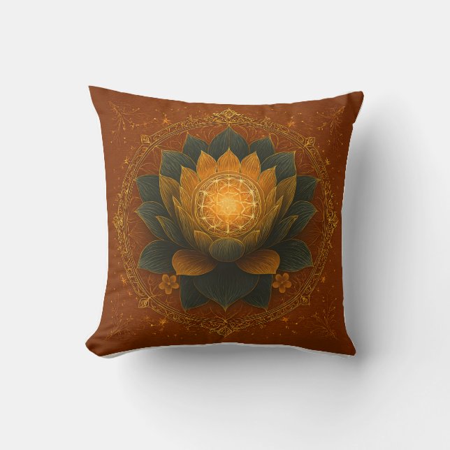 Coussin Mandala Lotus Third Eye - Géométrie Sacrée (Recto)