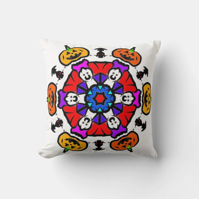 Coussin Mandala Lueur de Citrouille (Recto)