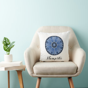 Coussin Mandala Namaste bleu spirituel tendance