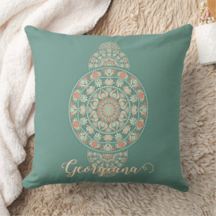 Coussin Mandala Ornementale Rétro Sage & Sable customisé