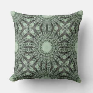 Coussin Mandala Vert Sauge avec Motif Inspiré des Feuilles