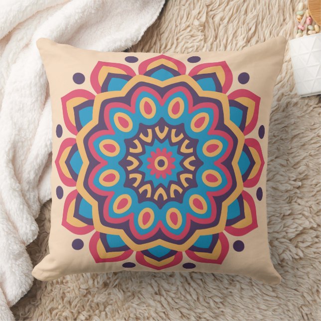 Coussin Mandala vibrant en code hexadécimal de couleur (Couverture)
