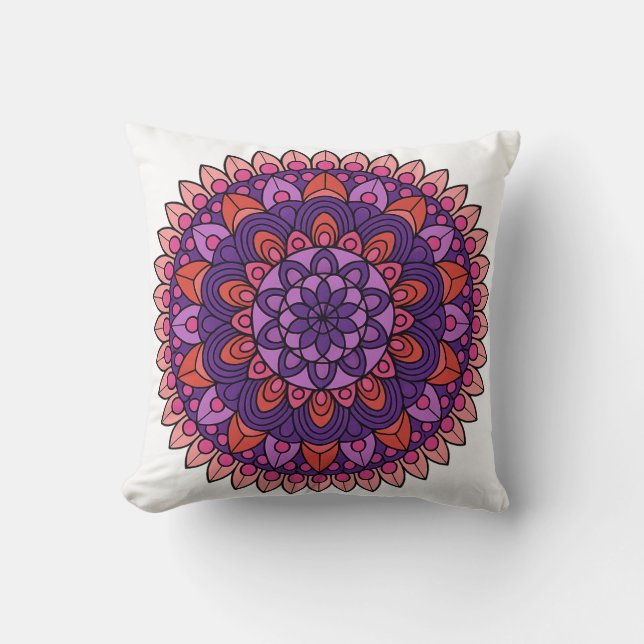 Coussin Mandala violet et rose (Recto)