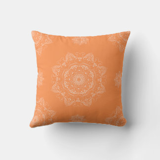 Coussin Mandalas blancs sur Orange