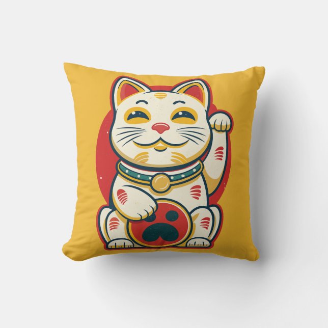 Coussin Maneki Neko - Chat chanceux (Recto)