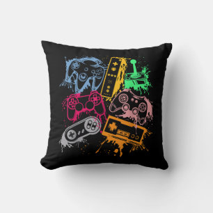 Coussin Manettes de console de jeux vidéo rétro 80's 90's 