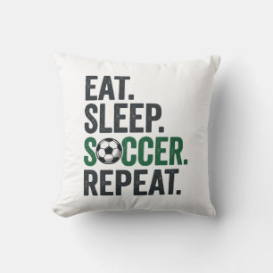 Coussin Manger Dormir Football Répéter Design T-Shirt Vint