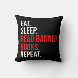 Coussin Manger. Dormir. Lire Livres Interdits. Recommencer