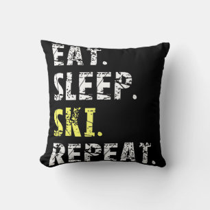 Coussin Mangez Sleep Ski Repeat - Fun Skiing Cadeau