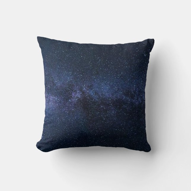 Coussin Manière laiteuse bleue de ciel nocturne d'étoiles (Recto)