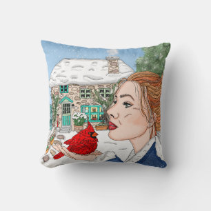 Coussin Manteau anglais tiré à la main et cardinal