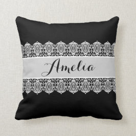 Coussin Manuscrit doux - monogramme noir et blanc de