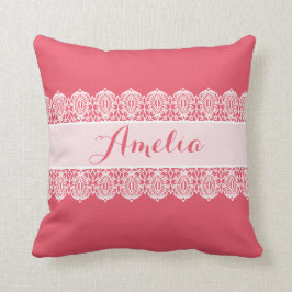 Coussin Manuscrit doux - monogramme rose lumineux de
