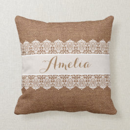 Coussin Manuscrit doux - toile de jute de Faux et
