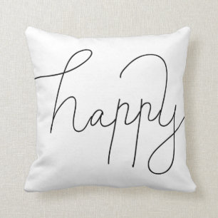 Coussin Manuscrit moderne heureux simple de typographie
