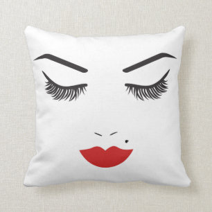 Coussin Maquillage Beauté Visage Cils & Lèvres Rouges Chic