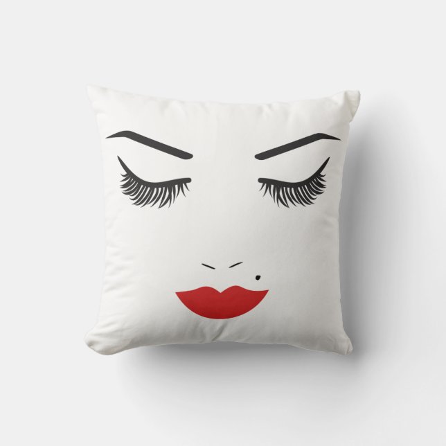 Coussin Maquillage Visage Cils & Lèvres Rouges Chic (Recto)