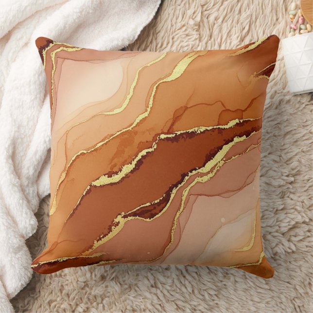 Coussin Marbre à Fracture Dorée Tons Terre Fluide (Couverture)