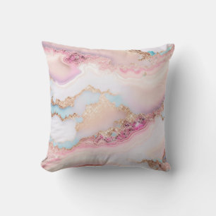 Coussin Marbre Agate Populaire Blue Rose Gold Collection