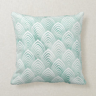 Coussin Marbre Art Déco Scales Aqua Mint White Geometry M