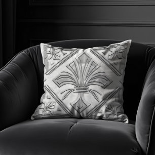 Coussin Marbre blanc Art déco Fleur de lis