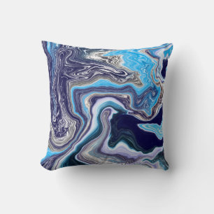 Coussin Marbre bleu Fluide Art