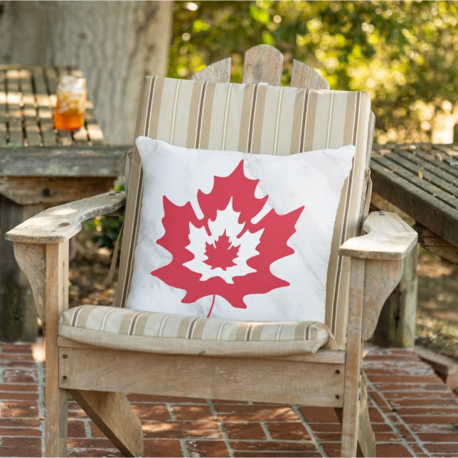 Coussin Marbre canadien Feuille d'érable Rouge et blanc Pa (Chaise)
